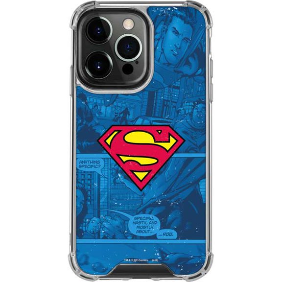 Skinit DC Comics Superman Logo Background Pattern iPhone 16 Pro Clear Case