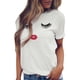 thumbnail image 2 of Pntutb Camiseta de manga corta con estampado de expresión de pestañas divertida informal para mujer Pntutb Pntutb-4332, 2 of 6