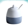 thumbnail image 4 of 1PC Dressing Jar Ceramic Seasoning Can Sugar Salt Storage Pot with Spoon for Home Restaurant Store (White Blue Base), 4 of 8
