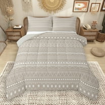 Manfei Abstract Geometric Triangle Bedding Comforter Set,Boho bohemian Theme Twin Comforter Sets,Light Brown Bedding Set For Boys Kids,Super Cozy Room Decor Reversible,2 Pieces