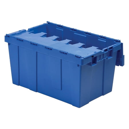 AR2717120209000 Industrial Plastic Stackable Storage KeepBox Tote Container with Hinged Attached Lid 27-Inch L x 17-Inch W x 12-Inch H Blue