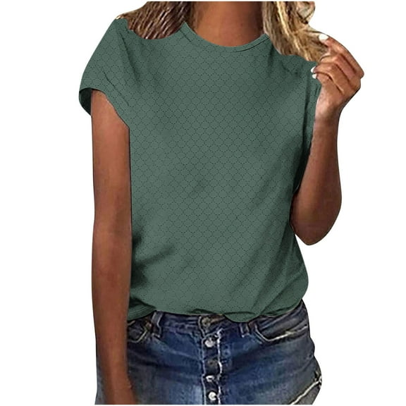 Diufon Womens Summer Tops Dressy Casual Cap Sleeve Crewneck Tops Soft Comfy Solid Color Loose Tunic Blouse