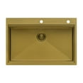 thumbnail image 4 of Ruvati 33in Brass Matte Gold Workstation Drop-in Topmount Kitchen Sink Single Bowl, 4 of 12