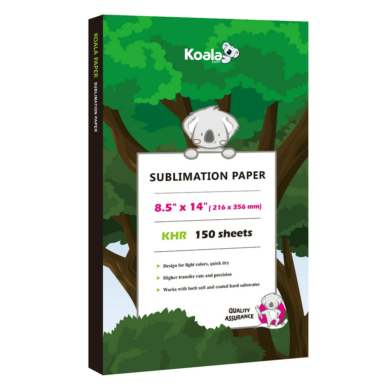 Koala 150 Sheets Sublimation Paper 8.5x14 Inches for Heat Transfer DIY Gift Compatible with Inkjet Printer with Sublimation Ink, Size: 8.5 x 14, White