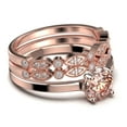 thumbnail image 2 of Spectacular And Decorative 2.00 Carat Round Cut Morganite Solitaire Engagement Ring, Wedding Ring, Trio Set in 10k Solid Rose Gold, Gift For Her, Promise Ring, Anniversary Ring, 2 of 4
