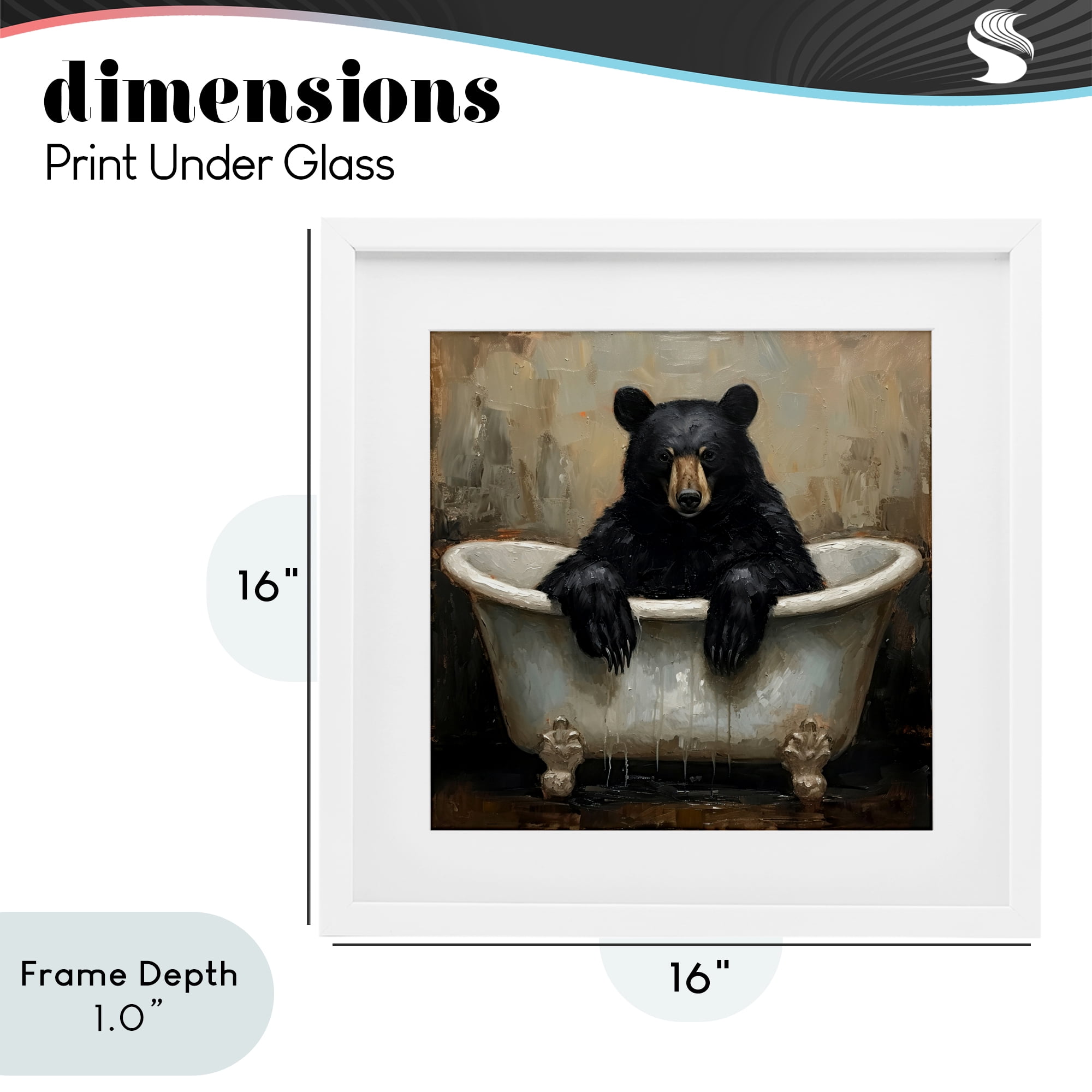 Stupell Industries Black Bear Bath Time White Framed Print Under Glass, design by Tina LeCour