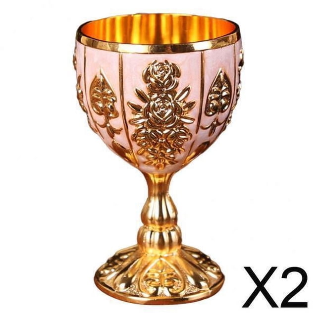 Cáliz clásico de metal para centro comercial Copas de vino,Patrón tallado Taza en relieve Retro Creativo,Vajilla de comedor de cocina Cristalería ,Vino y champán