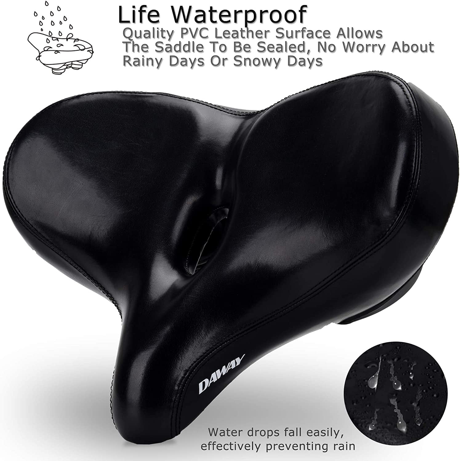 DAWAY C60 Oversized Comfort Bike Seat Extra Wide Soft Foam Padded Universal Fit Walmart