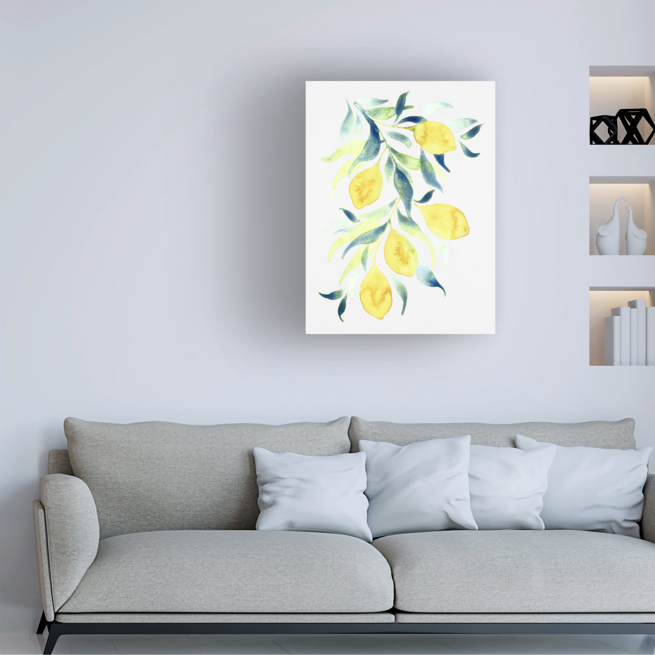 Canvas Wall Art - Cami Juncos 'Watercolor Lemons' Wall Art for Living Room, Bedroom, or Office Décor by Trademark Fine Art - 18 x 24 Inches