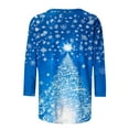 thumbnail image 3 of Uootdi Christmas Tree Christmas Shirts for Women 3/4 Sleeve Tunic Tops Glitter Xmas Classic Print Tshirt Crewneck Pullove Gift r Blouses Gifts, 3 of 5
