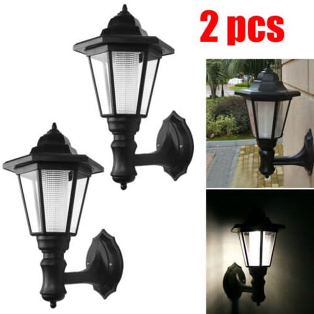 2pcs Waterproof Wall Mount Solar Lights Outdoor Pathway Gate Bright White Lamp Automatic