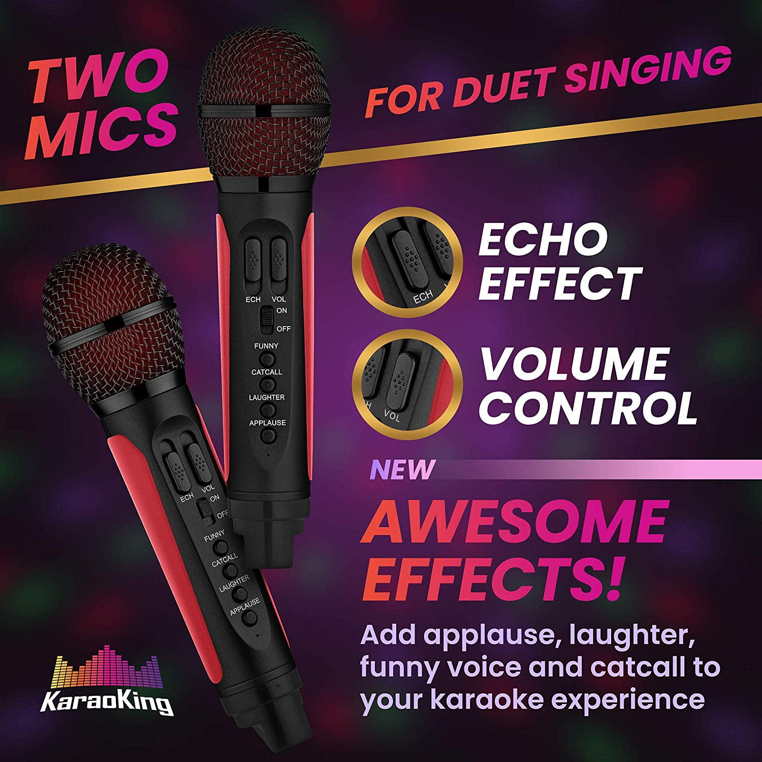 Wireless Karaoke Machine Microphone for Adults and Kids New 2020 Pro System - Black