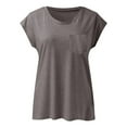 thumbnail image 4 of YEJIMAN Short Sleeve T-shirt, Brown V Neck T Shirts For Women, Short Sleeves V Neck Plain Color Soft Loose Fitting Summer T Shirts Women,, 4 of 5