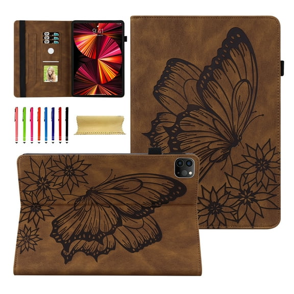 Slim Case for Apple iPad Pro 11 2022/2021/2020/2018 4th 3rd 2nd 1st Gen, iPad Air 4 5 Case 10.9", iPad Air 11-inch 2024 2025 M3 M2 Case, Butterfly Embossed Stand Smart Cover Auto Sleep Wake,Brown