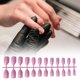 thumbnail image 5 of Qarigey 24 piezas de uñas postizas DIY, estilo Simple, accesorio de moda para mujer, salón de casa, chica, cubierta completa, puntas para Juegos de manicura Rosado, 5 of 5