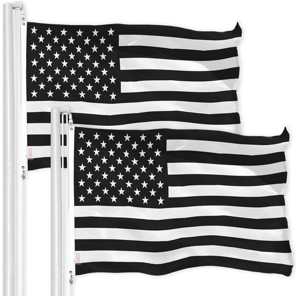 USA Black and White Flag 3x5FT 2-Pack 150D Printed Polyester By G128