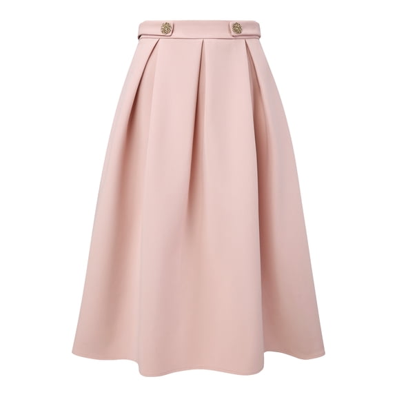 DARING DIVA Women's Knee Length Pleated A-line Skirt Small Pink