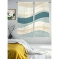 thumbnail image 3 of Abstract Wave Effect Sheer Curtains 72 Inches Long 2 Panels Watercolor Blue Stripe Light Filtering Semi Sheer Window Curtains Drapes for Bedroom Living Room 52"x72", 3 of 7