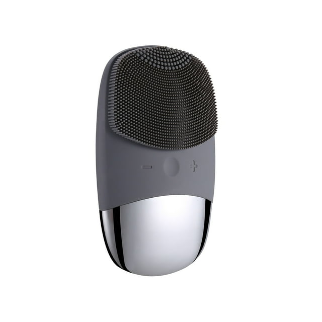 Depurador facial de silicona, cepillo de limpieza facial sónico impermeable, masaje sónico recargable por USB (gris)