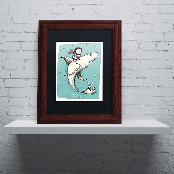 Carla Martell 'Fish Boy' Black Matted Framed Art