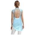 thumbnail image 6 of iiniim Girls Ballet Skirted Leotard Mesh Figure Ice Skating Dress Asymmetrical Lyrical Dancewear Light Blue 6, 6 of 7