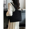 thumbnail image 3 of Kukuzhu Quilted Tote Bag for Women Padding Down Cotton Hobo Bag Large Fashion Shoulder Bag, 3 of 6