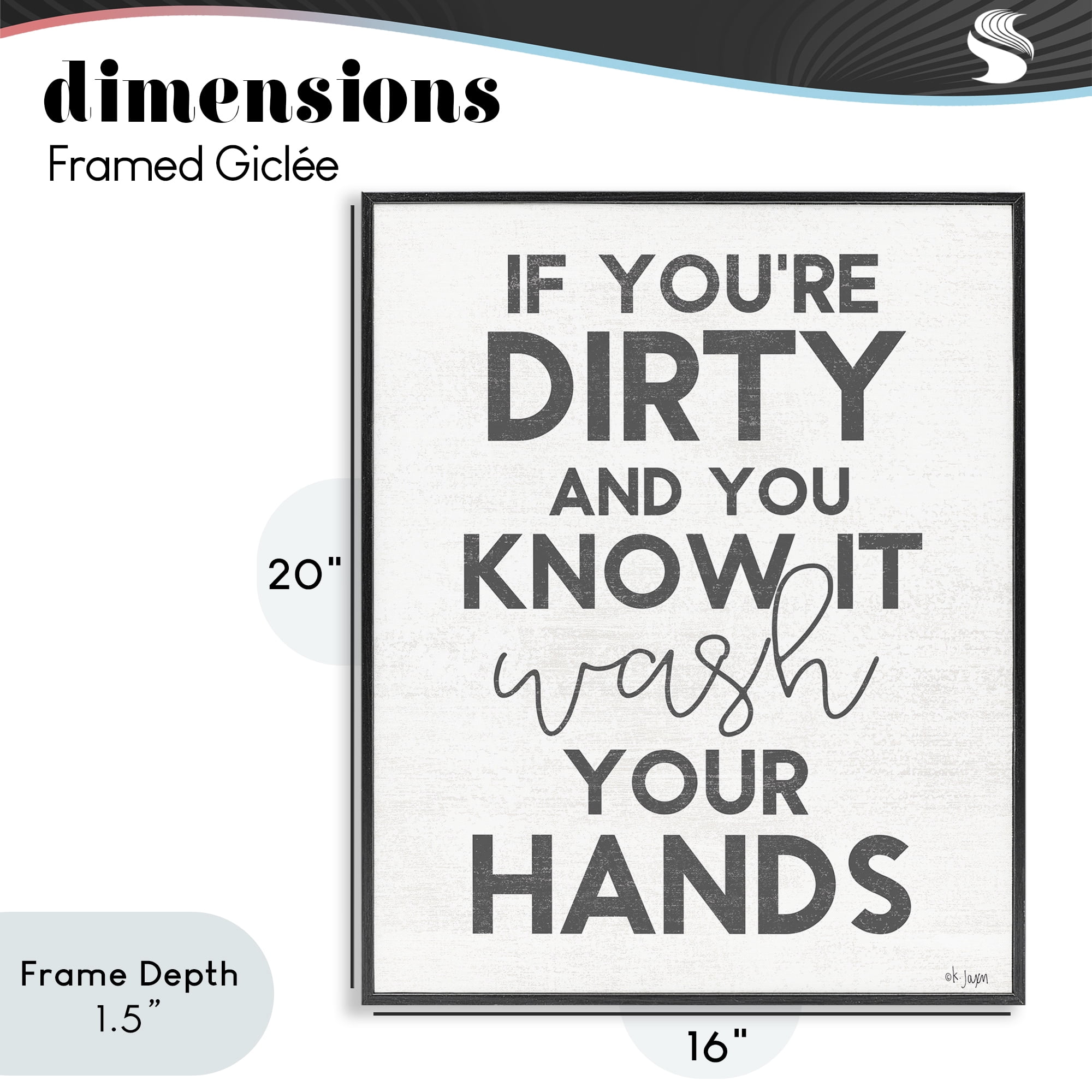 Stupell Industries Dirty & You Know It Reminder Black Framed Giclee Art, design by Jaxn Blvd.