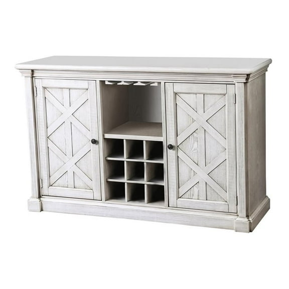 Furniture of America Cassie Wood Wine Rack Buffet in Antique White