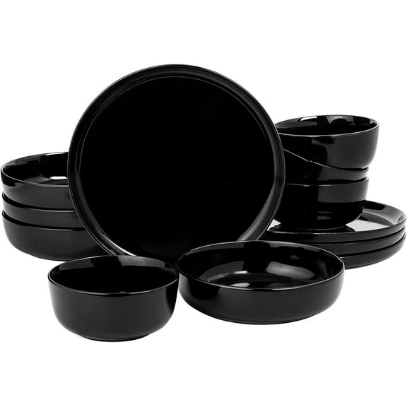 Gibson Home Oslo 12 Piece Porcelain Dinnerware Set - Black