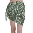 thumbnail image 2 of Kll Green Snakeskin Print Women'S Sarong Coverups Short Bathing Suit Wrap Skirt Beach Wrap Swimsuit Cover Ups, 2 of 7