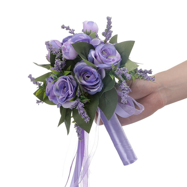  FYSTORE Bride Bouquet Brooch Bouquet Bridesmaid Holding Wedding  Flowers 235 (Purple) : Home & Kitchen