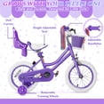 thumbnail image 4 of XJD Girls Bike for Toddlers 3-9 Years Old Kids, 14 inch Kids Bike with Training Wheels, Streamers, Basket and Doll Seat, Children Bicycles with Handbrake, 4 of 16