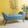 thumbnail image 3 of 52" Teal Fabric Bench - Upholstered Wide Seat Bench with Padded Cushion for Bedroom & Living Room Five, 3 of 11