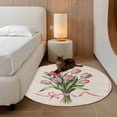 thumbnail image 2 of Round Rugs 3.3Ft, Pink Tulip Round Area Rug Washable Indoor Throw Carpet, Spring Floral Romantic Flowers Rustic Soft Non Slip Circle Rug for Laundry Room Patio Home Decor Aesthetic, 2 of 8