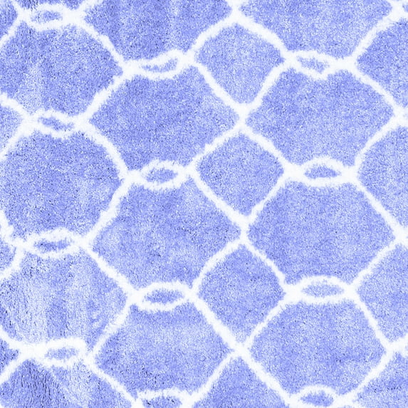 Ahgly Company Machine Washable Indoor Square Trellis Blue Modern Area Rugs, 8' Square