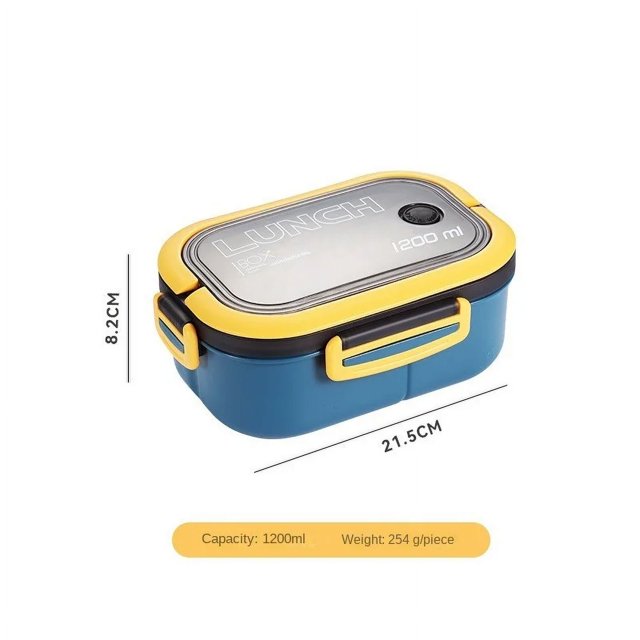 5PCS Portable Solid Colour Thickened Student Lunch Box Compartment Lunch Box Microwave Lunch Box Heat-resistant Lunch Box Blue 4PCS