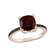 3-1/10 Carat T.G.W. Garnet and Black Diamond-Accent 10kt Rose Gold Cocktail Ring