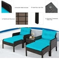 thumbnail image 5 of DORTALA Outdoor Rattan Furniture Set – 5 Piece Patio Conversation Group with Cushions, Glass Table, Ottomans and Chairs for Backyard or Balcony, 5 of 7