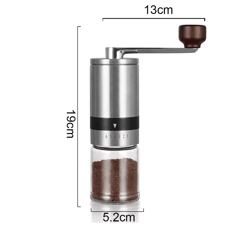  SIXAQUAE Manual Coffee Grinder with Stainless Steel Burr,Adjustable  Settings Hand Coffee Grinder，Aviation Aluminum Manual Coffee Bean Grinder,Travel  and Camping Portable Coffee Grinder,Silver : Home & Kitchen