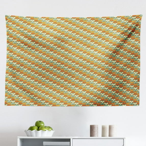 Abstract Tapestry, Contemporary Geometric Pattern with Rhombuses, Fabric Wall Hanging Decor for Bedroom Living Room Dorm, 2 Sizes, Blue Grey Multicolor, by Ambesonne