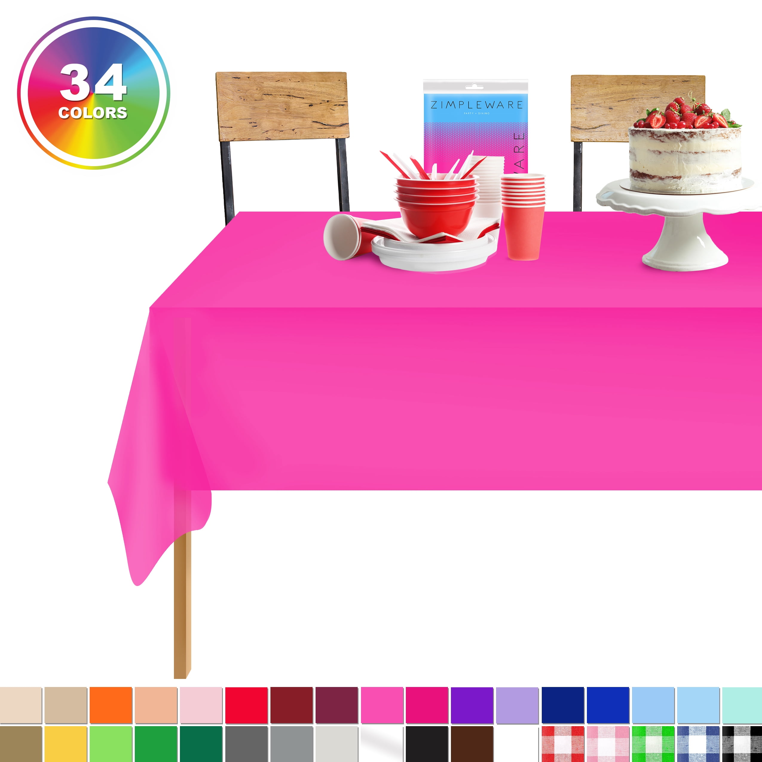Hot Pink 1 Pack Standard Disposable Plastic Party Tablecloth 54 Inch. x