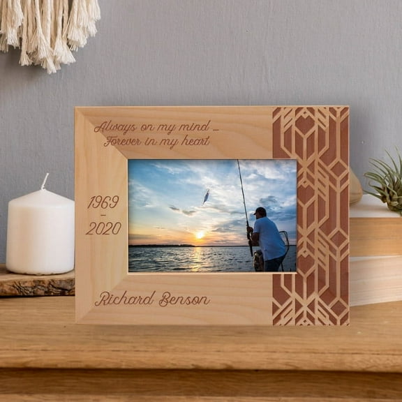 Always On My Mind Forever In My Heart Personalized Wooden Frame-5" x 3 1/2" Brown Horizontal