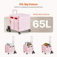 thumbnail image 5 of KFFKFF Collapsible Utility Cart, 65L Portable Folding Crate with Stair Navigating & 360° Rotating Wheels, Handheld Cart with Extendable Handle for Office Shopping Relocation Educator, Pink, 5 of 9