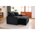 thumbnail image 3 of Single Sofa Armchair, Upholstered Chaise Lounge Chair with Removable Ottoman, Deep Seat Single Couch Oversized Sofa Chairs Reading Arm Chair for Living Room Bedroom Apartment Office, Black, 3 of 6