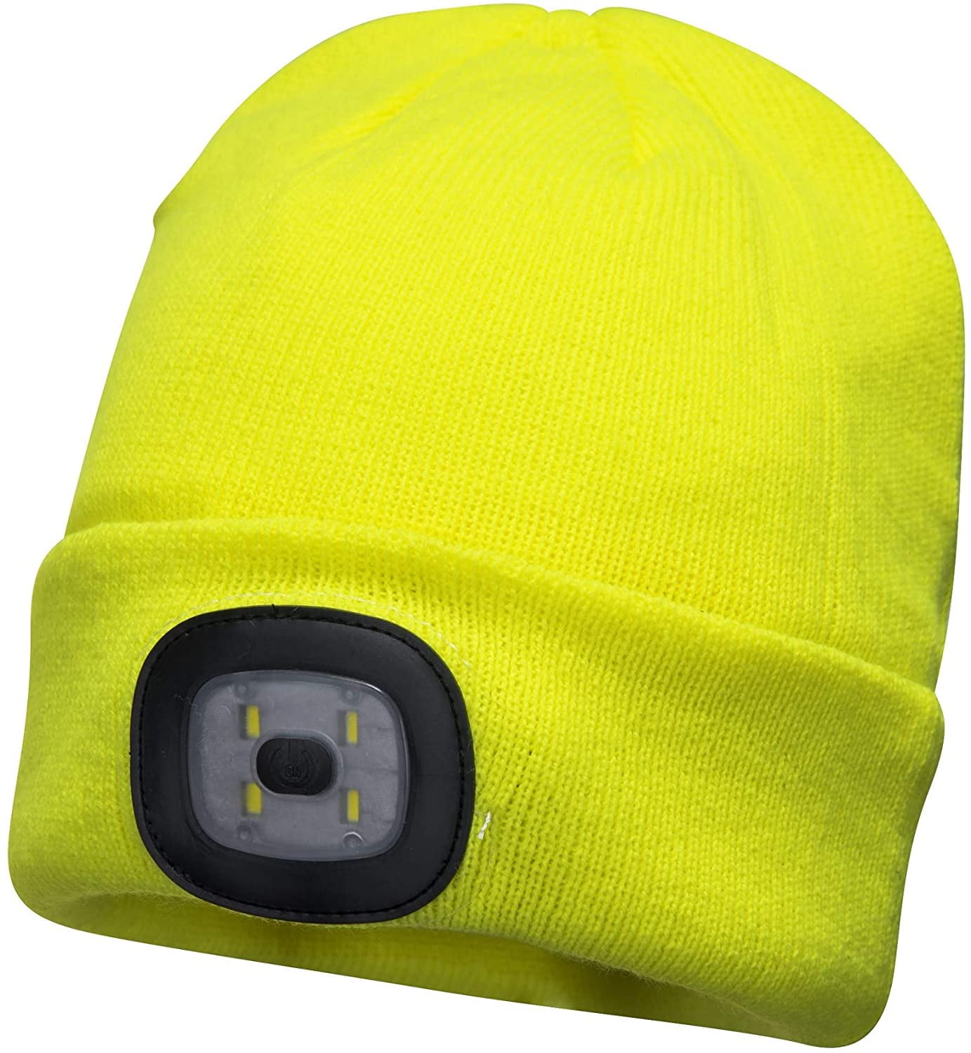 Portwest USB Rechargeable LED Hi Vis Beanie Hat Hands Free Flashlight Knit HEADLAMP, 100% Acrylic by Visit The Portwest Store