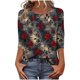 thumbnail image 2 of Xuyuer Unisex Print 3/4 Sleeve Tee - Fashion Women's Loose Casual Round Neck 3/4 Sleeve Oversized Top for Music Festival Grounds, and Free-Spirited Gender-Neutral Layered Street Style, 2 of 7