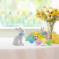 thumbnail image 4 of Small Ceramic Bunny Figurines, Porcelain Rabbit Statues with Blue Gingham Bow, White Easter Bunny Decor for Spring Home, Tabletop, Mantle, Shelf & Easter Decorations, Elegant Easter Gifts for Women, 4 of 6