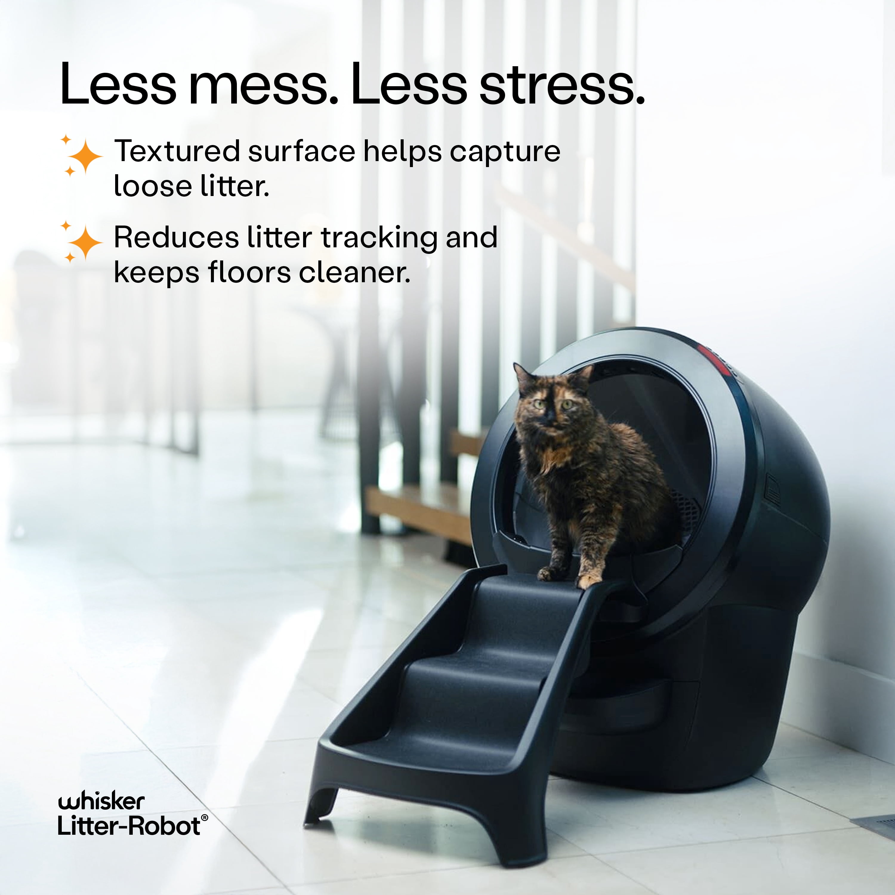 Litter-Robot 4 Ramp by Whisker, Black - Cat Ramp for Litter Box, Custom Fit for Litter-Robot 4, Non-Slip Rubber Feet, Suitable for Small & Older Cats, Made in the USA