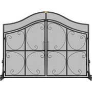 VIVOHOME 43.3 x 34 Inch Wrought Iron Fireplace Screen, Black