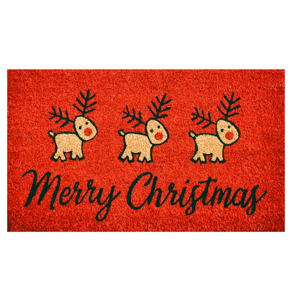 Calloway Mills 107311729 17 x 29 in. Merry Christmas Deer Rectangular Doormat, Multi Color